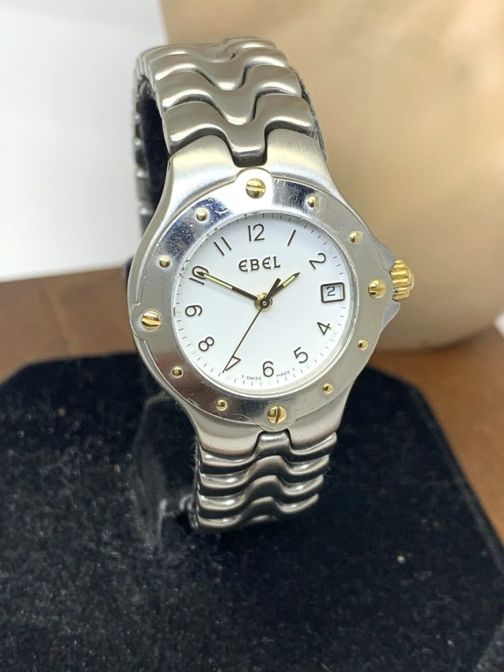 Ebel Women's Watch Sportwave Swiss Quartz White Dial Two Tone 18k Gold Steel